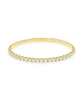 14K Yellow Gold Diamond Flexible Bangle Bracelet 4.05cttw