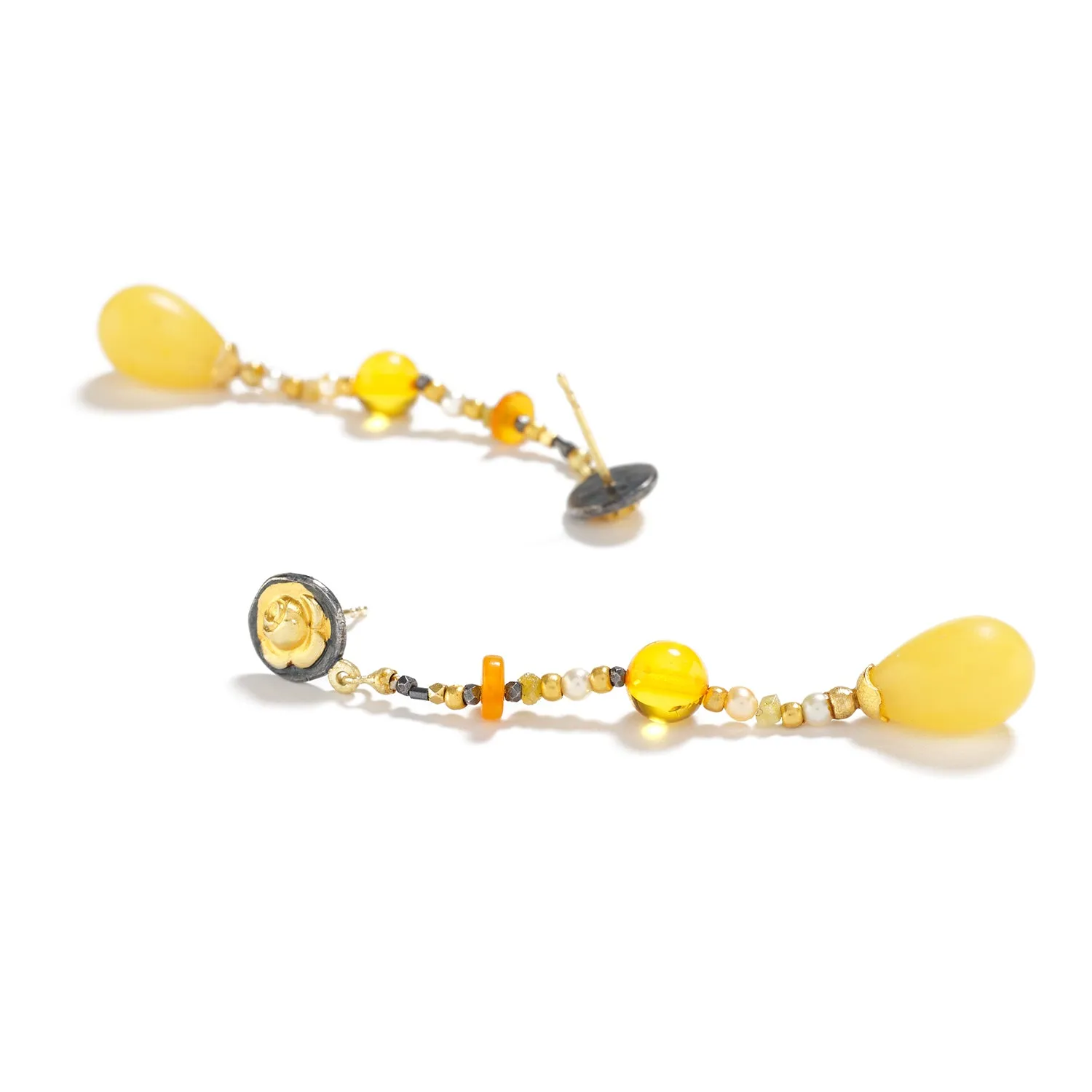 Amber & Pearl Earrings