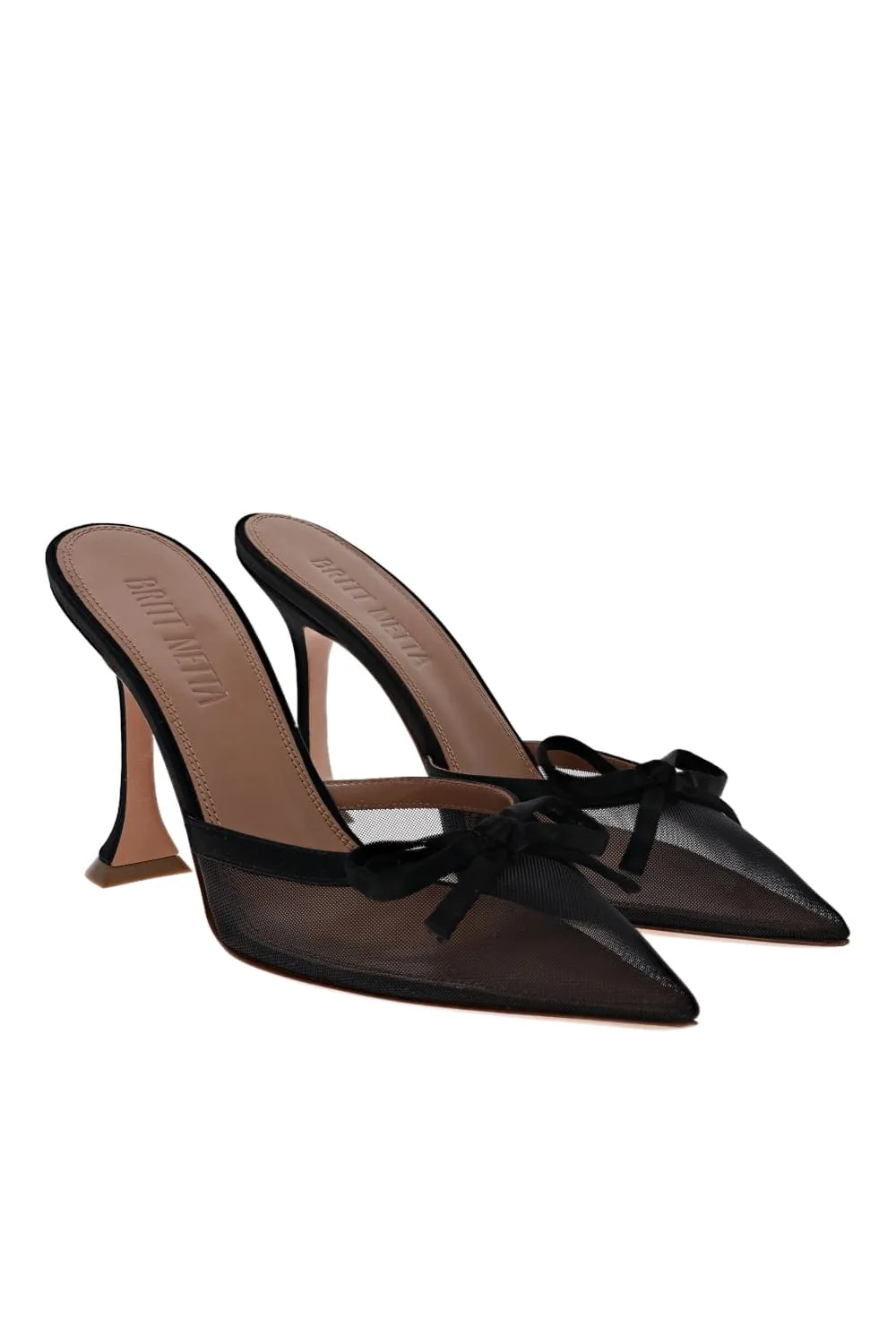 Amelia Black Mesh Bow Mule