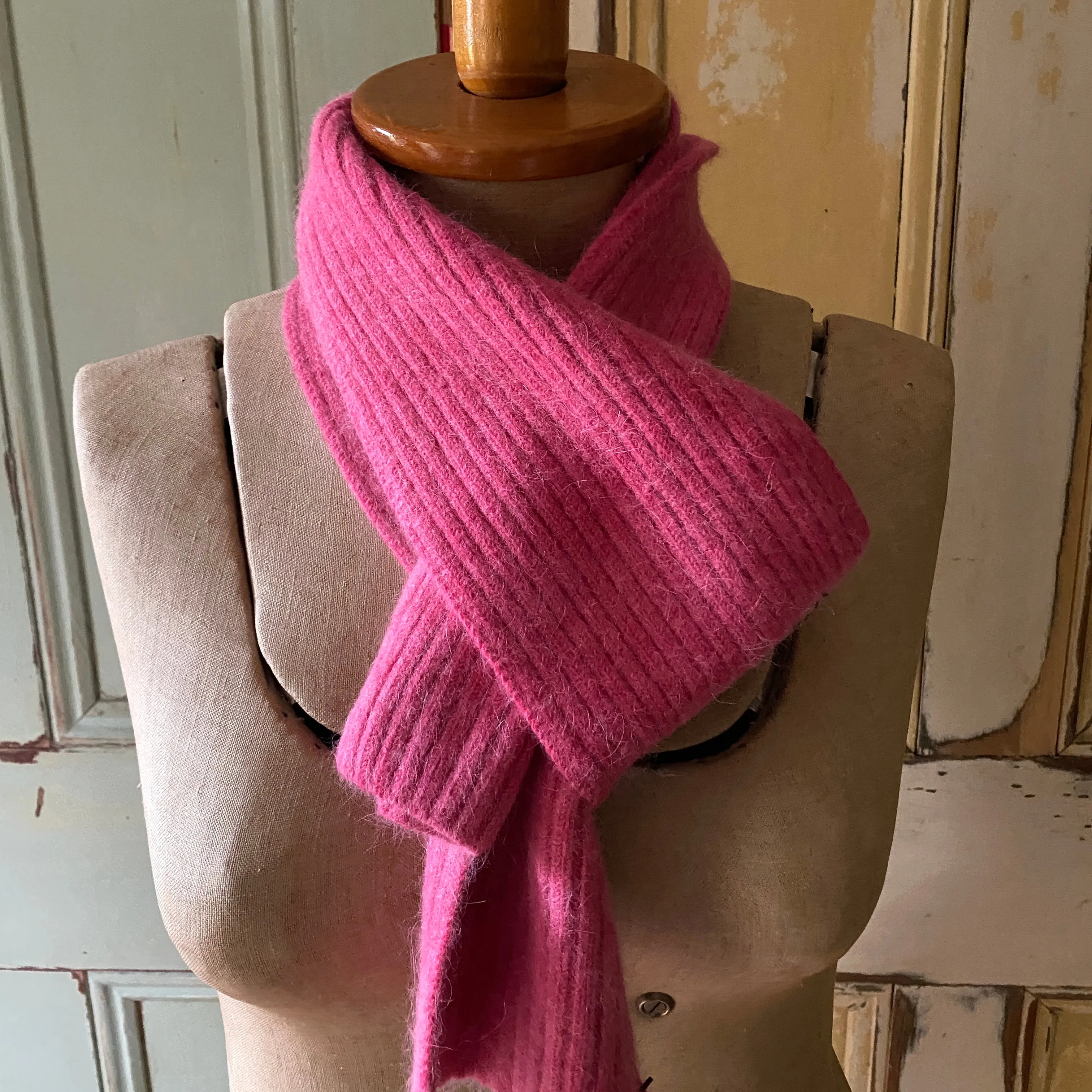 Angora ribbed scarf