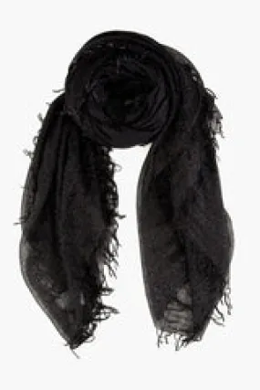 Black Metallic Cashmere and Silk Scarf