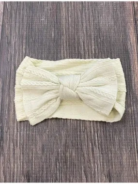 Cable Knit Bow Headband: Ivory