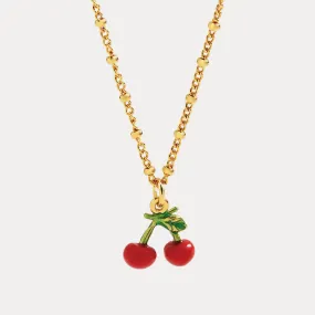 Cherry Enamel Necklace