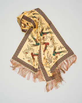 Drake's Birds Of Paradise Silk Scarf / Gold