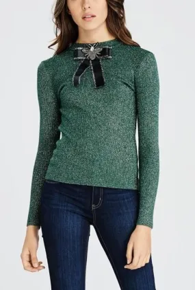 Embroidered Insect Bow Top