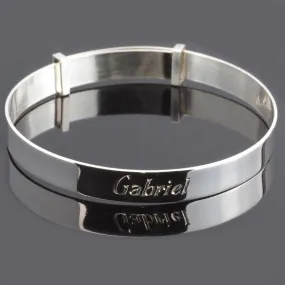 Engraved Sterling Silver Plain 6mm Expanding Baby Bangle