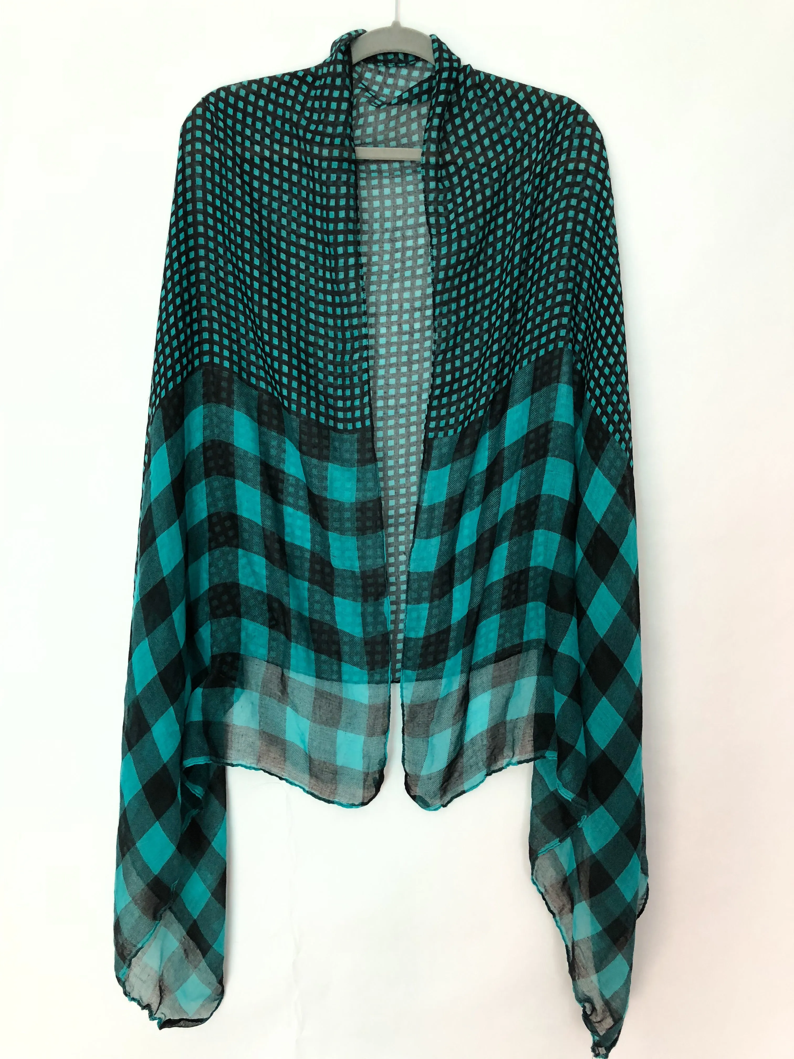 Gingham Plaid Duo-Print Scarf