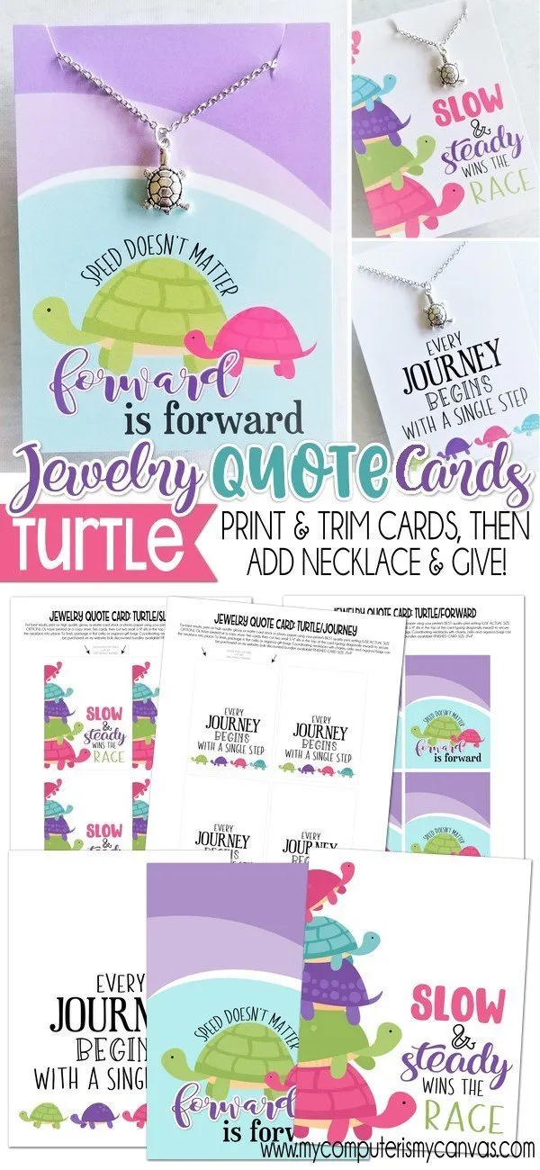 Jewelry QUOTE Cards {TURTLE} PRINTABLE