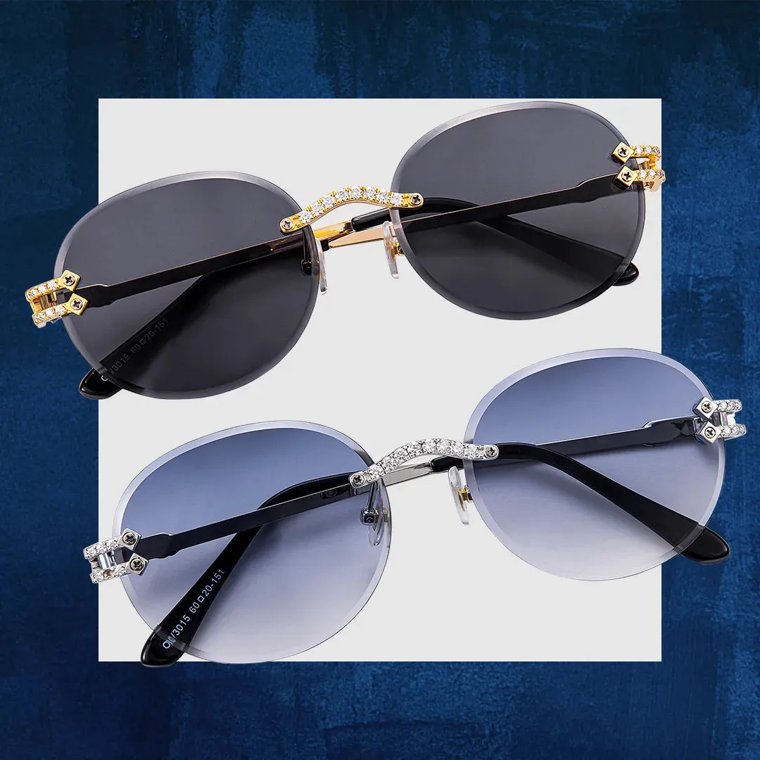 Moissanite Oval Rimless Sunglasses