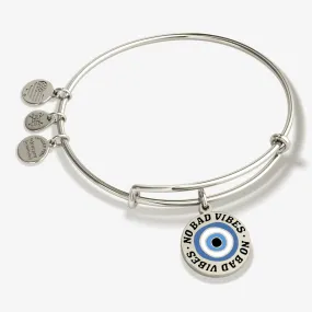 'No Bad Vibes' Evil Eye Charm Bangle Bracelet