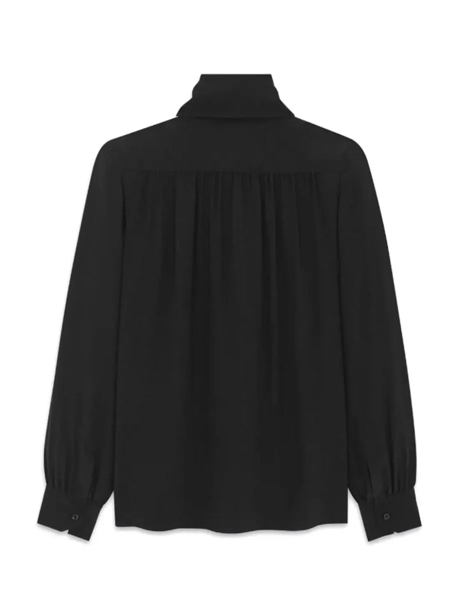 PUSSY-BOW COLLAR SILK BLOUSE