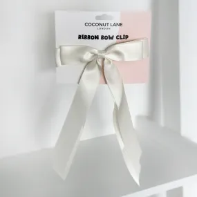 Ribbon Bow Clip - Almond Cream