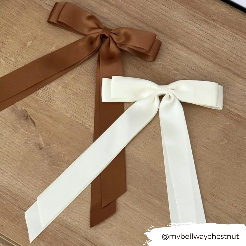 Ribbon Bow Clip - Almond Cream