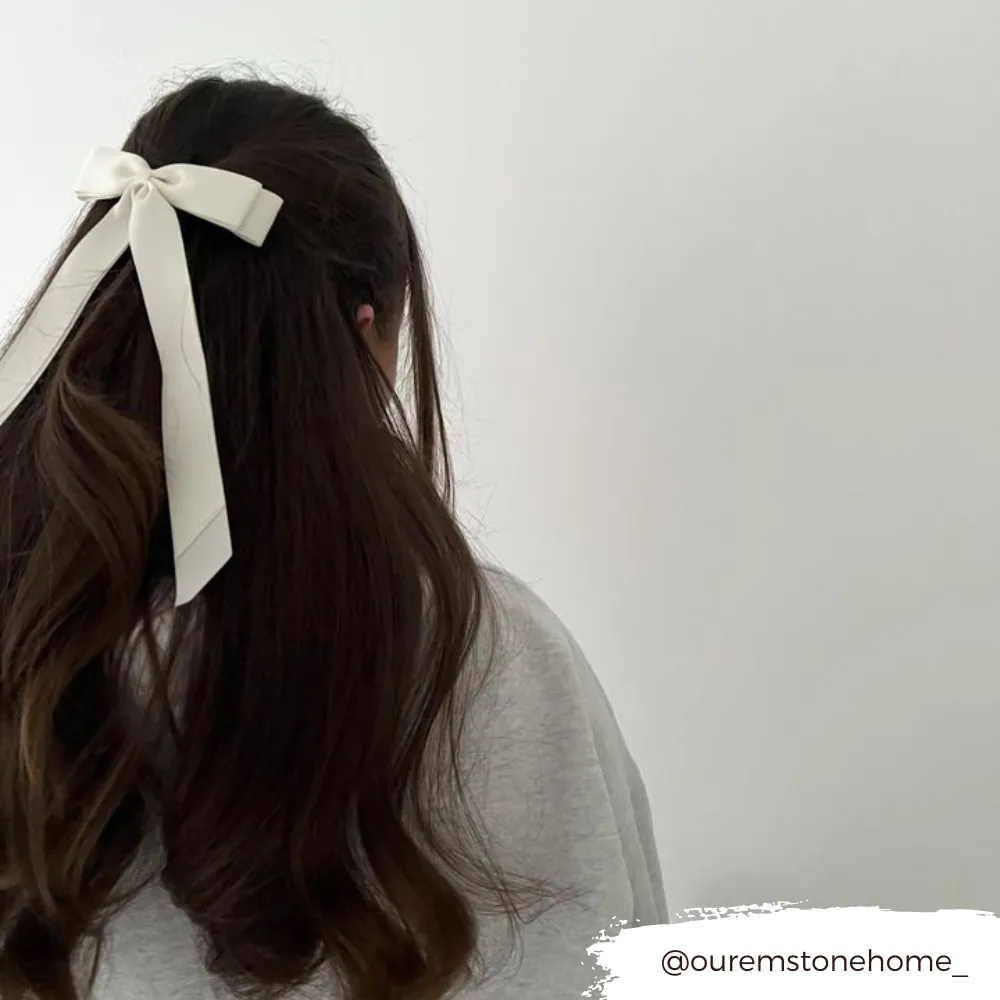 Ribbon Bow Clip - Almond Cream