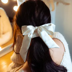 Satin Bow Scrunchie - Almond Cream