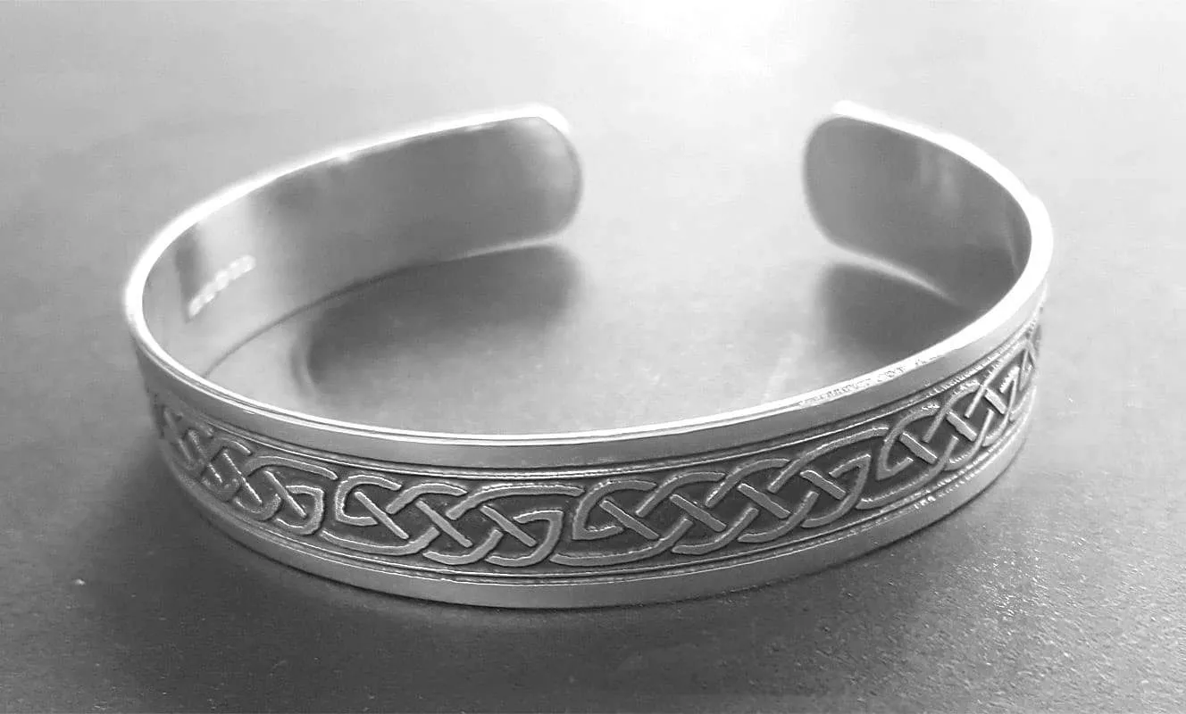 Silver Celtic Bangle, Handmade Solid Silver Celtic Cuff Bracelet