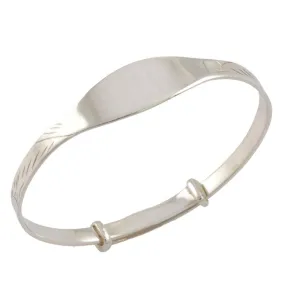 Silver Expanding Baby Bangle Engraved Pattern