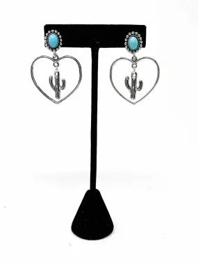 Silver/Blue Heart Metal Jewelry Earrings