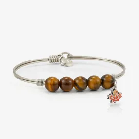 Tiger Eye Maple Leaf Bangle Bracelet