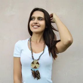 Woman leather necklace, Tribal jewelry