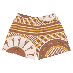 Women's Scarf Print Premium Shorts- Rust